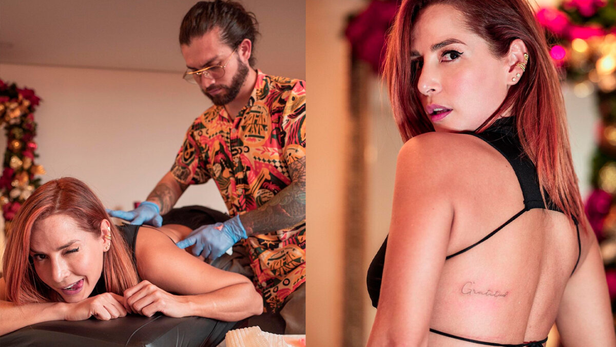 Carmen Villalobos y su nuevo tatuaje que la hace lucir espectacular 10 Carmen Villalobos y su nuevo tatuaje que la hace lucir espectacular La sensual actriz Carmen Villalobos, luego de su espectacular cambio de look, ahora sorprendió con un tatuaje en su espalda que la hizo lucir mucho más atractiva.