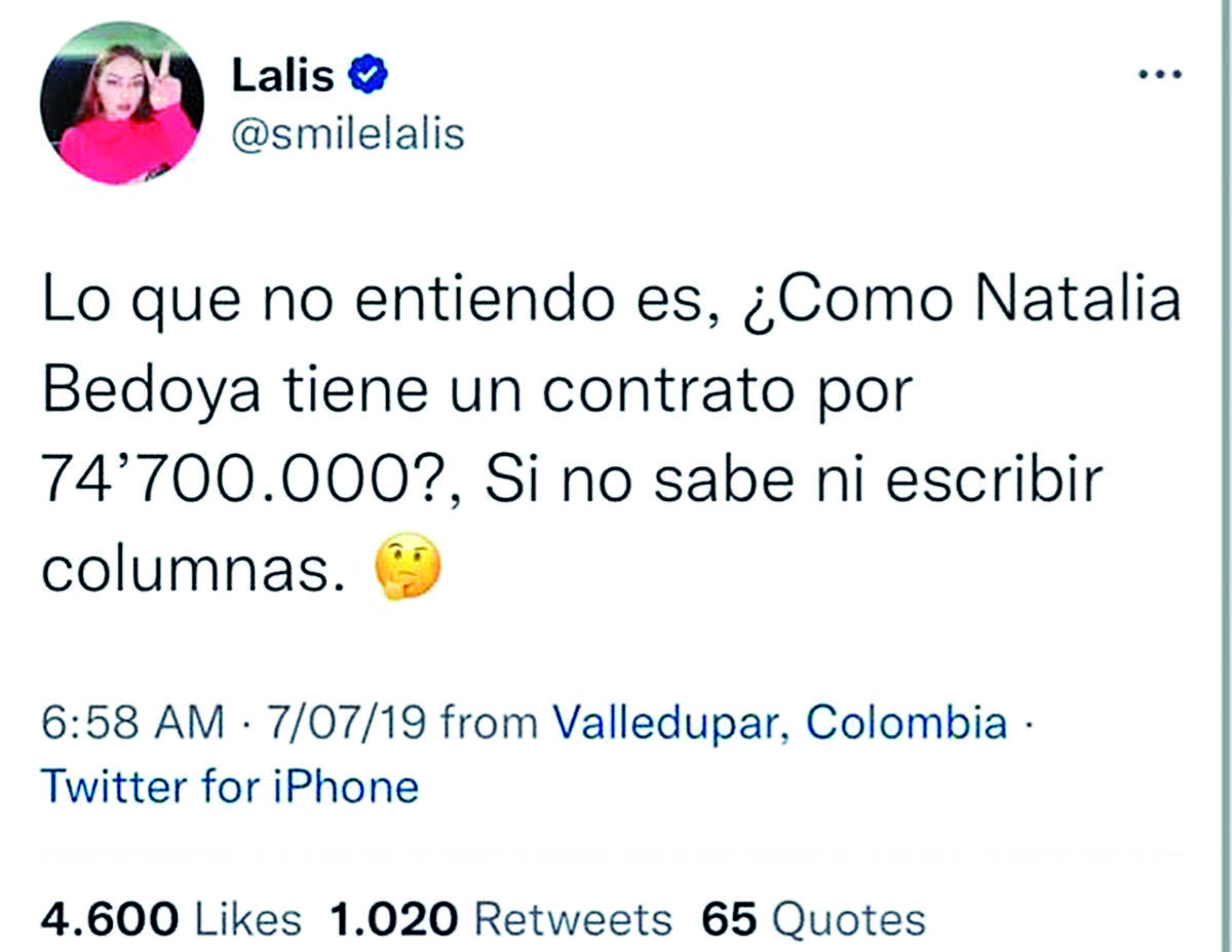 ‘Lalis’, de influenciadora a Contratista del gobierno Dicen que la coherencia es un valor al que muchos aspiran, pero al que muy pocos pueden acceder. Y si no pregúntenle a Laura Daniela Beltrán Palomares, más conocida en el mundo de las redes como ‘Lalis’, una influenciadora digital que se hizo famosa en 2018 debido a su activismo de izquierdas en plataformas como TikTok e Instagram. Mediante esta actividad, Beltrán hizo sendas críticas a decisiones del gobierno pasado debido a lo que ella consideraba una irregular en la asignación de contratos públicos por palanca a personas no calificadas.&nbsp;