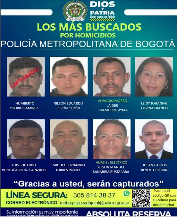 ¡Mucho ojo! Estos son los pillos más buscados en toda Bogotá Usted puede ayudar a la Policía Nacional a dar con la captura de estos delincuentes, para que respondan por delitos sexuales, homicidio, hurto, tráfico de estupefacientes violencia intrafamiliar.