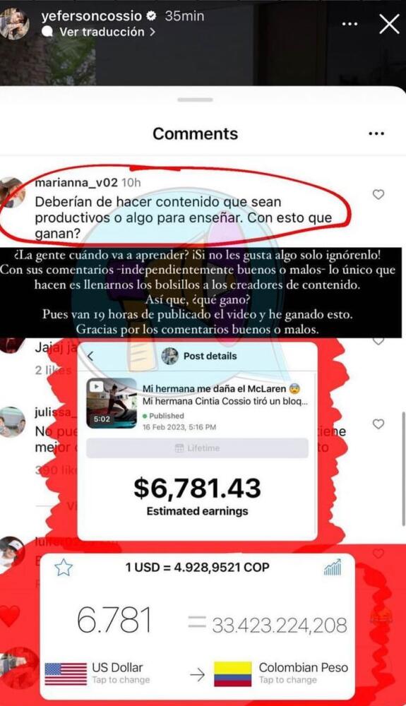 La millonada que se gana Yeferson Cossio por hacer una broma 1 La millonada que se gana Yeferson Cossio por hacer una broma El creador de contenido Yeferson Cossio reveló cuanto se gana por hacer una broma.