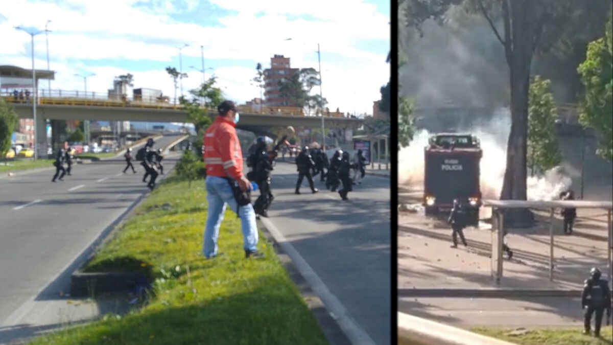 Pilas: fuertes disturbios en la Avenida NQS entre encapuchados y miembros del Esmad A esta hora se registra un fuerte enfrentamiento entre miembros del Esmad y encapuchados a la altura de la Avenida NQS con calle 45.