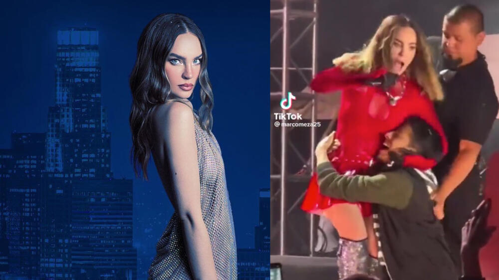 Belinda sufrió fuerte estrujón por un fanático enamorado Belinda se llevó un buen susto por un fanático que se subió a la tarima y terminó causándole un fuerte dolor de espalda.