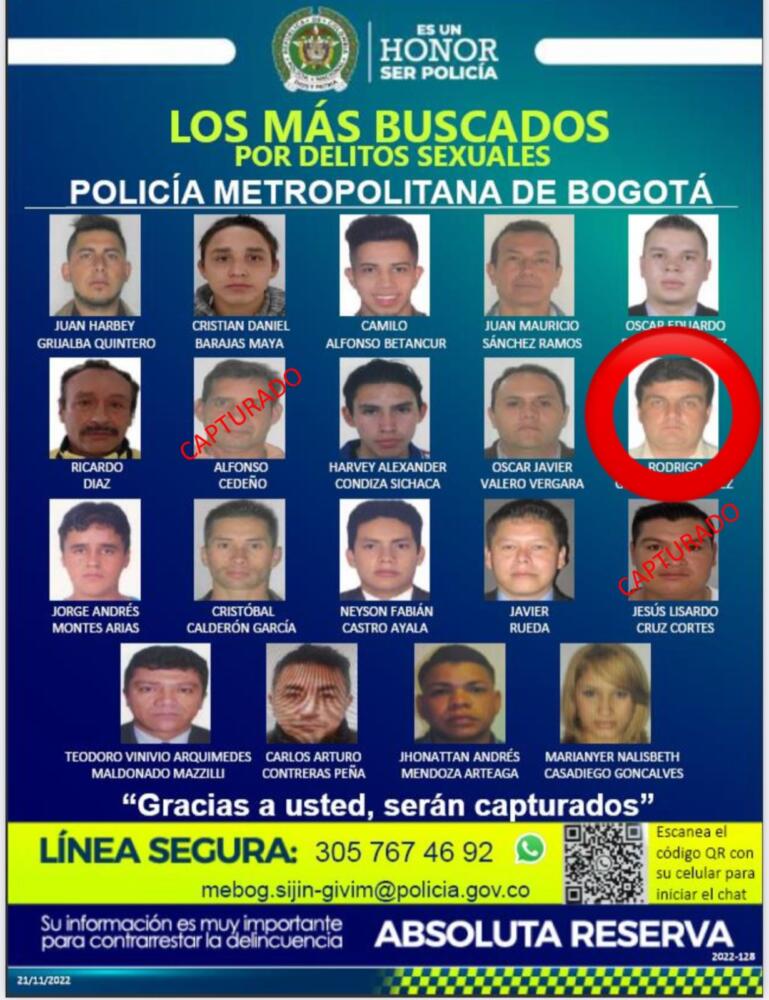Cayó uno de los hombres más buscados por delitos sexuales en Teusaquillo En el barrio Galerías, de Teusaquillo, cayó uno de los hombres que aparece en el cartel de los más buscados por delitos sexuales.