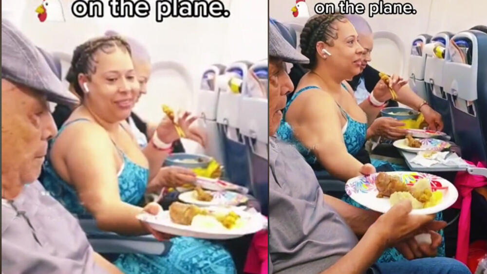 EN VIDEO: La familia que se comió medio pollo en pleno vuelo Muchos de los videos curiosos que se comparten en la red social TikTok rápidamente se vuelven tendencia porque le dan la vuelta al mundo por esta plataforma. Precisamente ese fue el caso de una grabación en la que aparece una familia comiendo pollo en pleno avión.