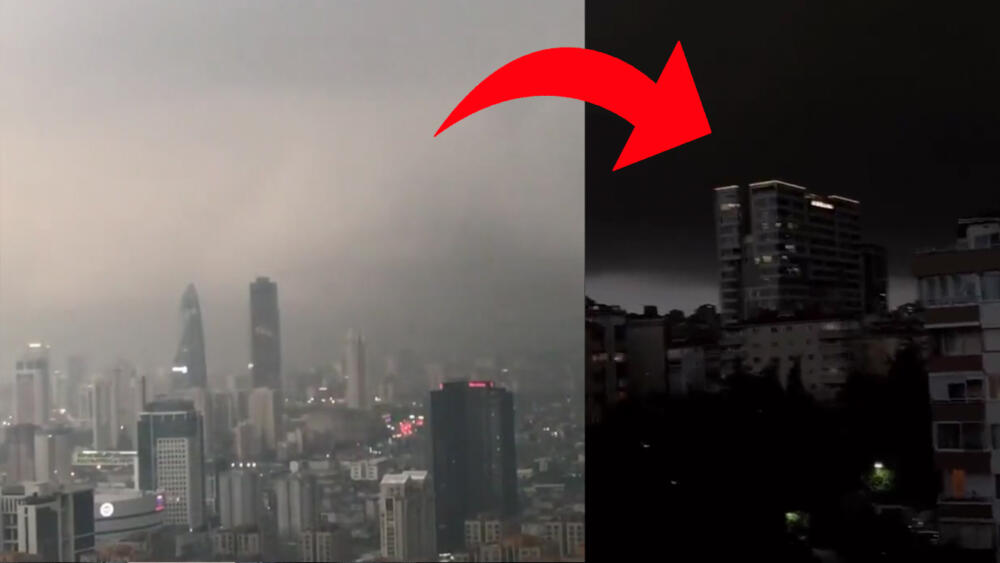 Gran nube negra convirtió el día en noche en Estambul La nube que cubrió a Estambul dejándola a oscuras era de aproximadamente siete y 10 kilómetros.