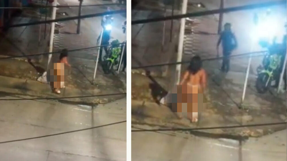 Mujer semidesnuda espantó a machete a policías en Cartagena 7 Mujer semidesnuda espantó a machete a policías en Cartagena Durante la noche de este domingo se vivió una situación bastante llamativa en el sector de Zaragocilla en Cartagena, pues una mujer que estaba semidesnuda en plena calle y con un machete en mano empezó a intimidar a la Policía.