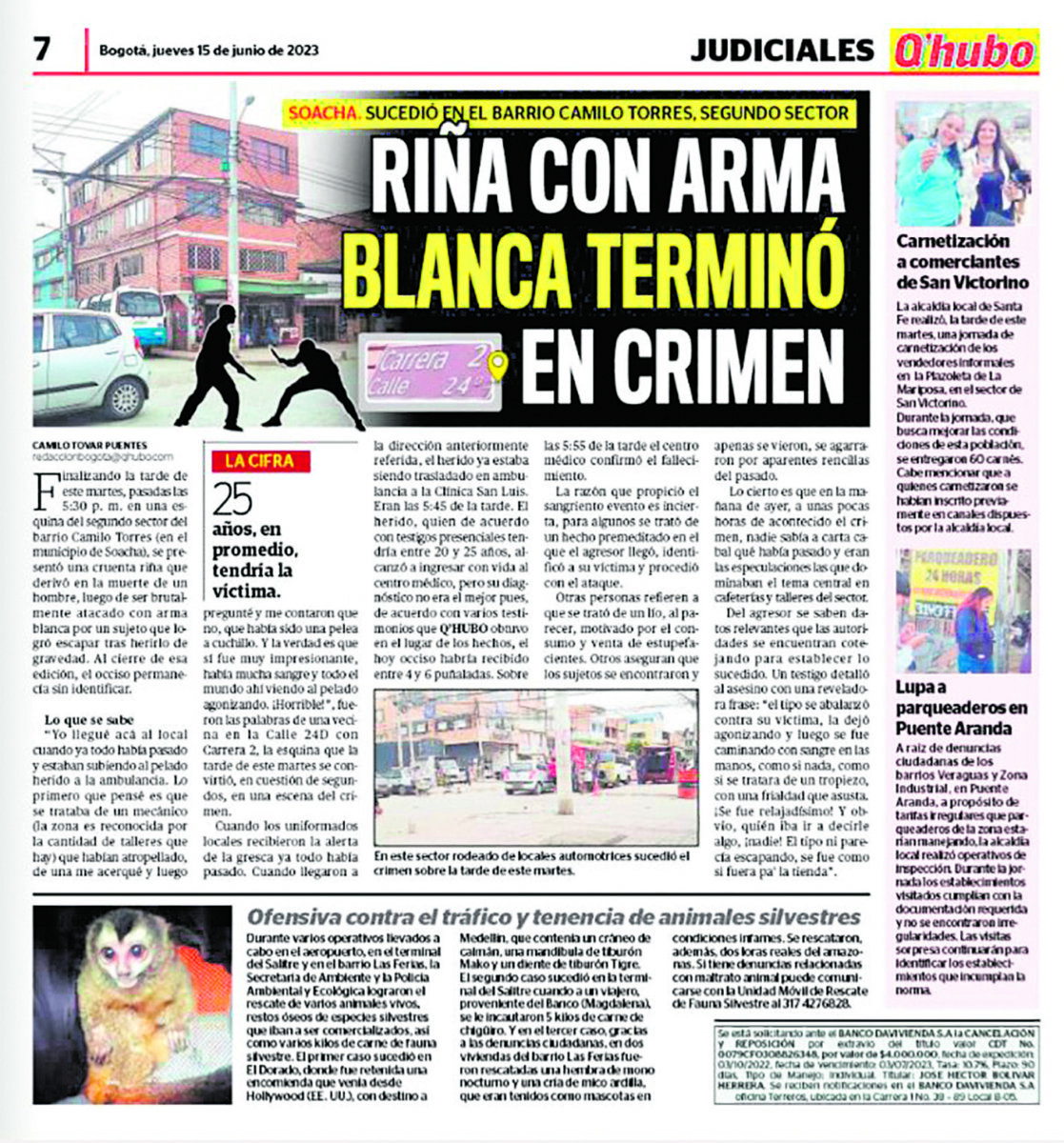 Capturan a señalado de asesinar en Soacha 1 Capturan a señalado de asesinar en Soacha La Policía Metropolitana de Soacha informó ayer que mediante el trabajo articulado entre el Modelo Nacional de Vigilancia Comunitaria por Cuadrantes de la estación San Matero y la Seccional de Investigación Criminal Sijín, materializaron una orden de captura por el delito de homicidio agravo.