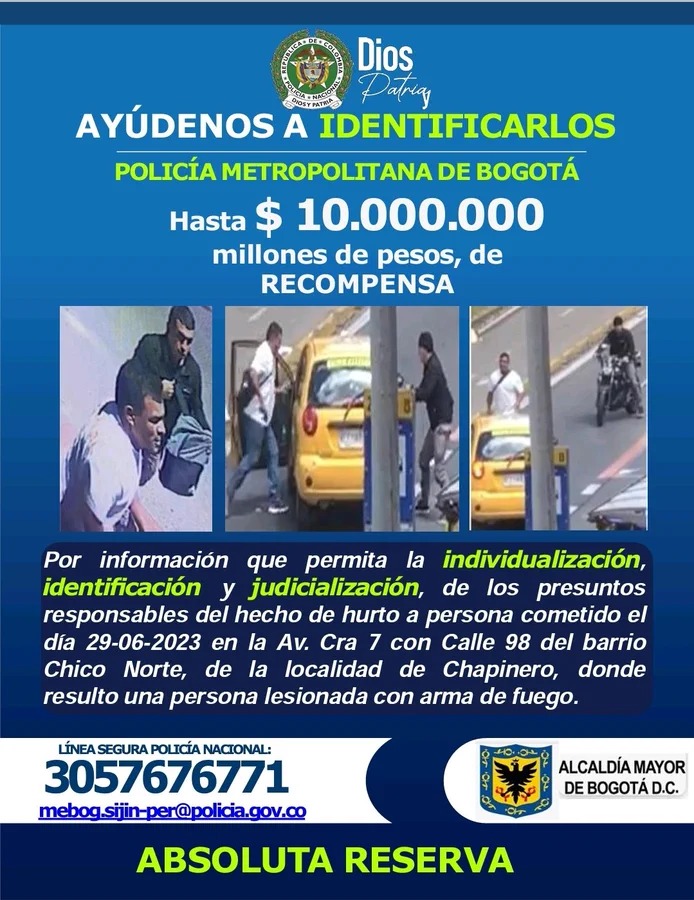 Estos son los sujetos que atracaron a domiciliario y taxista en Chapinero 2 Estos son los sujetos que atracaron a domiciliario y taxista en Chapinero Le presentamos los rostros de los criminales que atracaron a domiciliario y taxista en Chapinero, y por quienes se ofrece una recompensa de $10 millones.