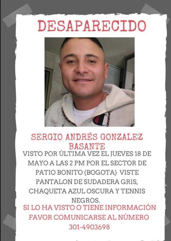 ¿Lo ha visto? Sigue la búsqueda de Sergio Andrés en Kennedy 1 ¿Lo ha visto? Sigue la búsqueda de Sergio Andrés en Kennedy El joven de 25 años se dedicaba a manejar un bicitaxi en Kennedy y ya se completaron 14 días de búsqueda, pero nada que aparece.