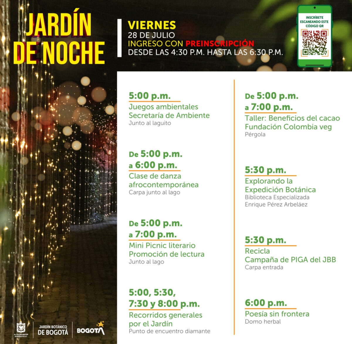 Prográmese para disfrutar de las actividades gratuitas que ofrece el Jardín Botánico