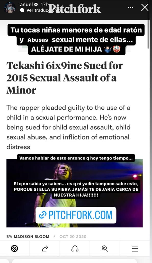 Anuel acusó de "abusador" al novio de Yailin y pide alejarlo de su hija Tremendo escándalo entre Anuel, Yailin y Tekashi. Pille las contundentes acusaciones.
