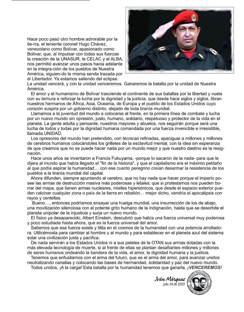 ¿Está vivo? La carta que pone en duda la muerte del sanguinario Iván Márquez Una carta publicada y firmada por el sanguinario Iván Márquez, demostraría que el comandante de las disidencias de las Farc no estaría muerto. Los detalles: