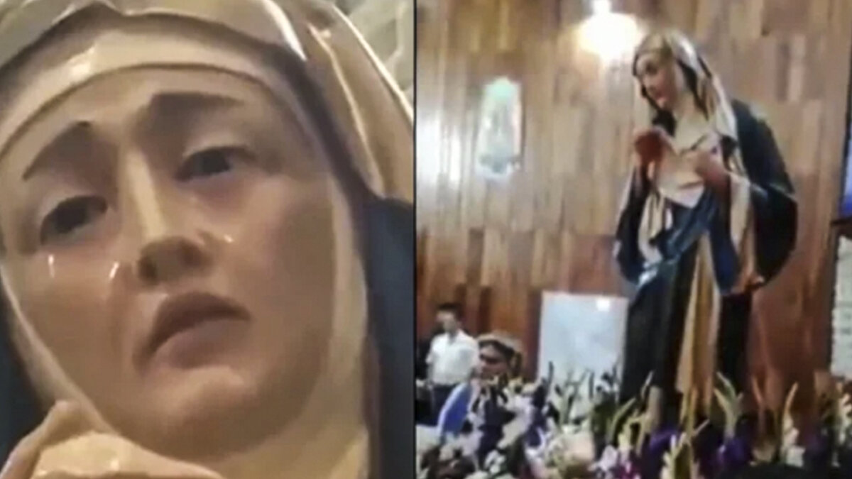 ¿Milagro o mentira? Captan a la imagen de una virgen llorando en una iglesia Mientras unos hablan de milagro, otros afirman que todo se trataría de un truco de edición.