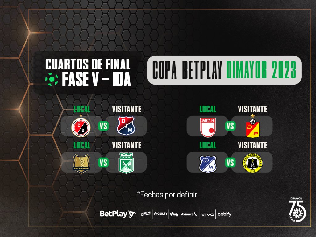 ¡Listos los cruces! Así se jugarán los cuartos de final de la Copa BetPlay Así se disputarán los cuartos de final de la Copa Betplay.