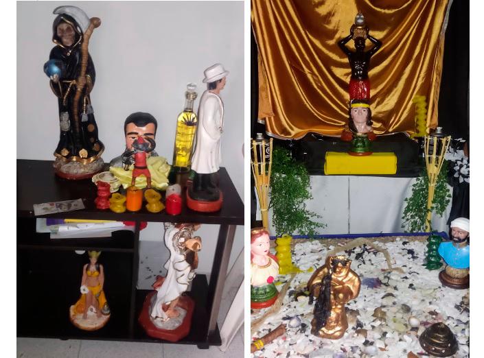 Encontraron altares de la Santa Muerte dentro del apartamento de un peligroso narcotraficante Para proteger sus operaciones clandestinas, una organización de traficantes de droga de Medellín le rinde culto a la Santa Muerte, al santo pagano Jesús Malverde y a otras deidades propias de la santería, que al parecer fueron introducidas al bajo mundo de la ciudad por sus socios de los carteles mexicanos.