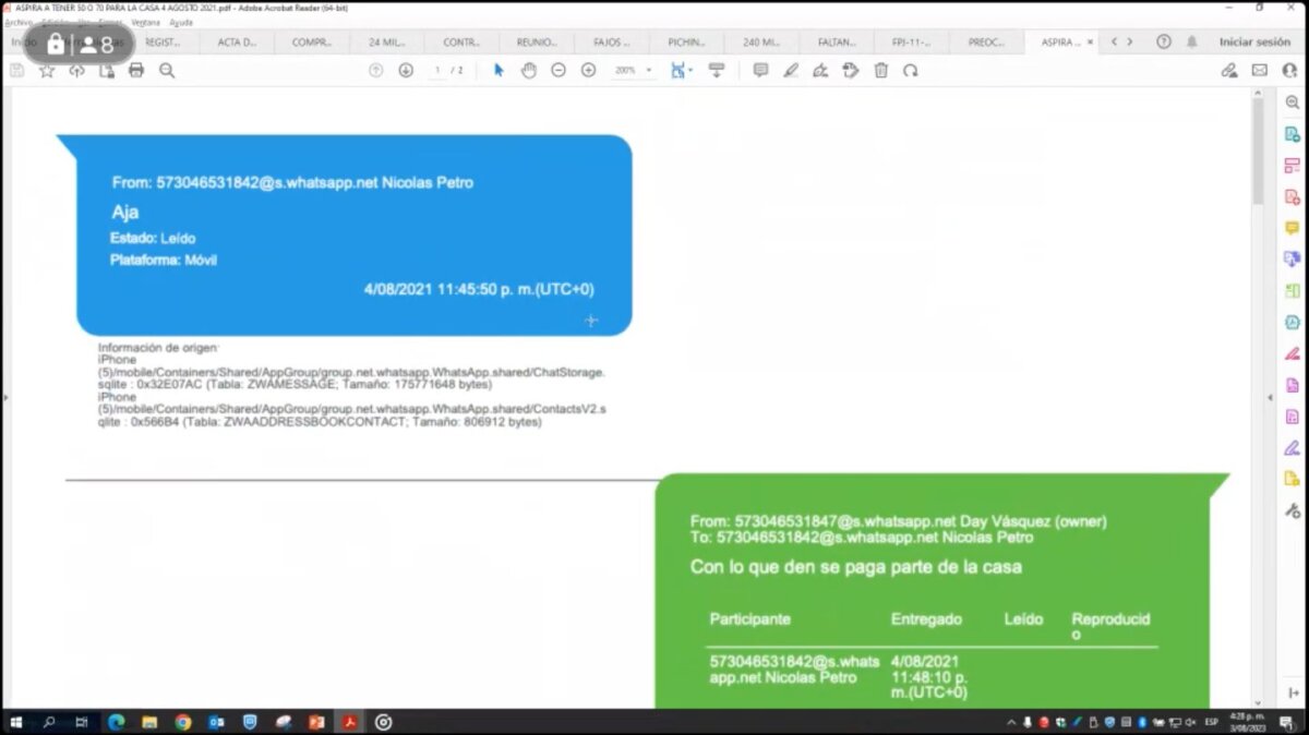 Los chats que delataron a Nicolás Petro y a Day Vásquez En medio de la audiencia de solicitud de medida de aseguramiento adelantada la tarde de este jueves, el fiscal, Mario Burgos, presentó varios chats que confirmarían que Nicolás Petro y su exesposa Day Vásquez, recibieron dinero irregular para la anterior campaña presidencial.