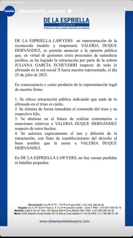Valeria Duque ganó proceso contra la mujer que dijo que era la amante de Rauw Alejandro