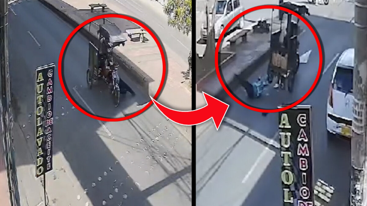 Tricimoto arrolló a un auxiliar vial en Soacha En un video quedó registrado el impactante momento en el que un agente vial es arrollado por un hombre que se moviliza en una tricimoto en Soacha.