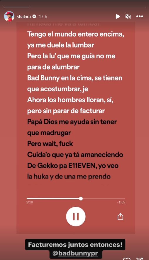 "Facturemos juntos": Shakira responde a las indirectas de Bad Bunny El más reciente álbum de Bad bunny ha generado furor en los seguidores del genero urbano, debido a las indirectas que el cantante lanzó a otros artistas.