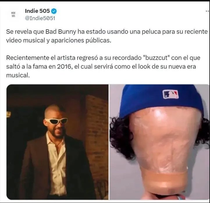 ¿Con los crespos hechos? Bad Bunny estaría usando peluca desde hace varios meses Bad Bunny nos estaría engañando y los crespos que lleva por estos días no son más que una peluca.