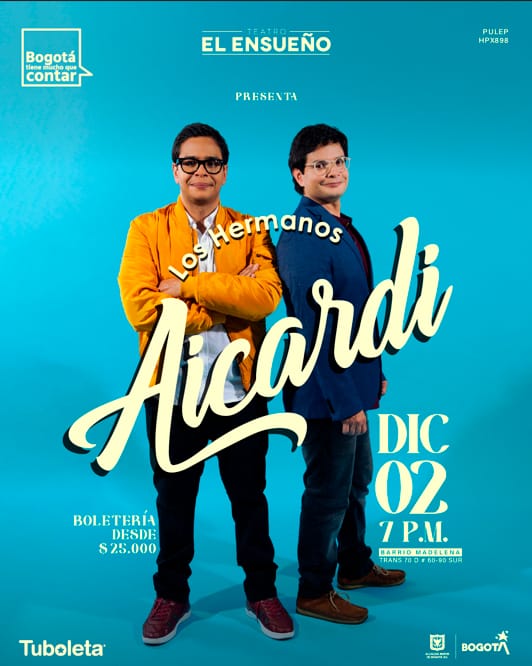 Los Hermanos Aicardi prenden la fiesta navideña con su nuevo concierto en Bogotá 1 Los Hermanos Aicardi prenden la fiesta navideña con su nuevo concierto en Bogotá El próximo 2 de diciembre, Bogotá se prepara para sumergirse en una noche inolvidable de tradición, ritmo y emoción con la presentación en vivo de Los Hermanos Aicardi en el Teatro El Ensueño.