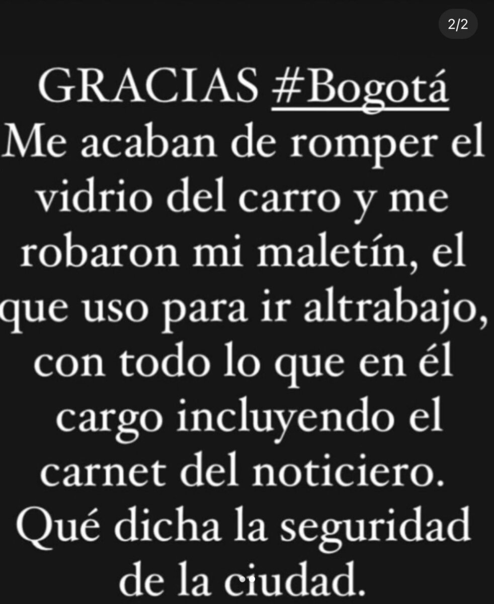 La presentadora Margarita Ortega fue víctima de robo en Bogotá Delincuentes le rompieron la ventana del carro a la presentadora.