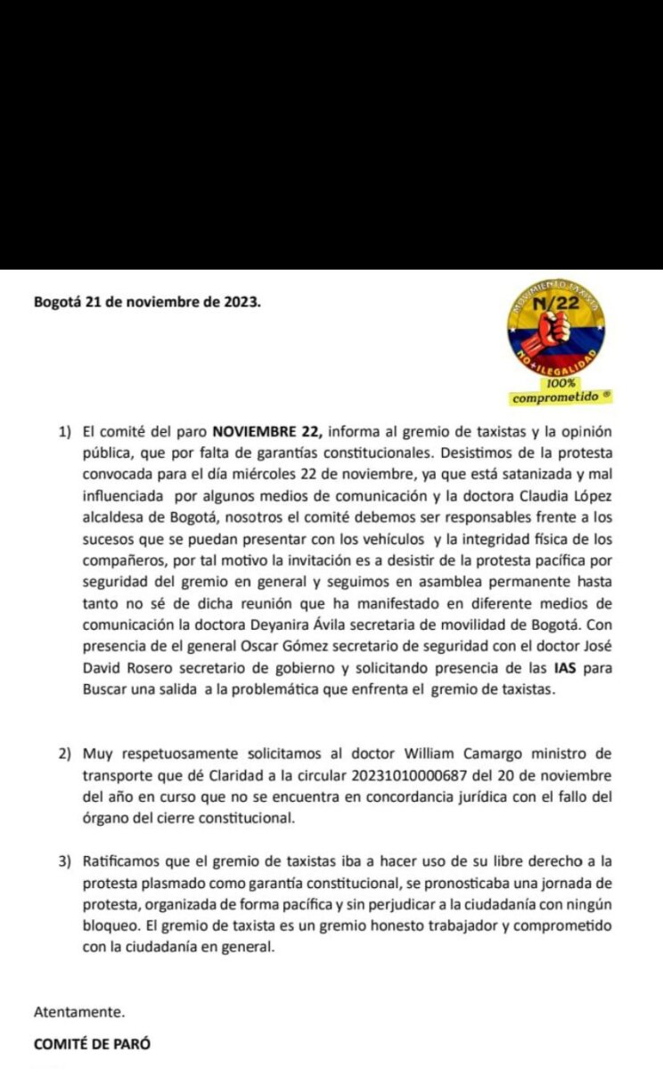 Taxistas no marcharán este miércoles Taxistas no saldrán a la calle este miércoles 22 de noviembre.