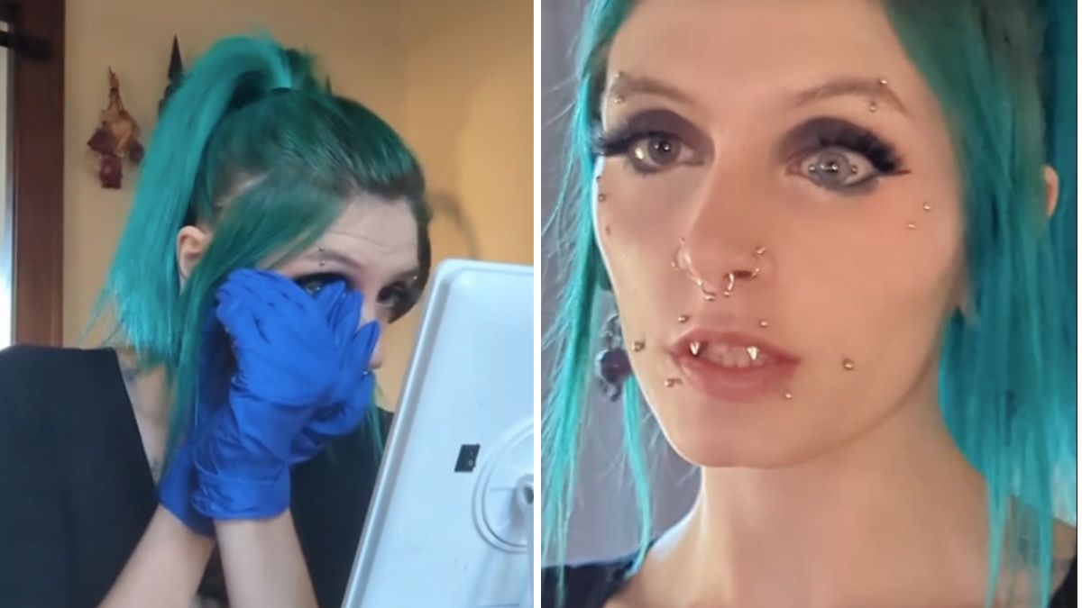 ¡De no creer! Mujer se hizo piercing en un ojo Mujer se vuelve viral tras mostrar la perforación que se hizo en uno de sus ojos.