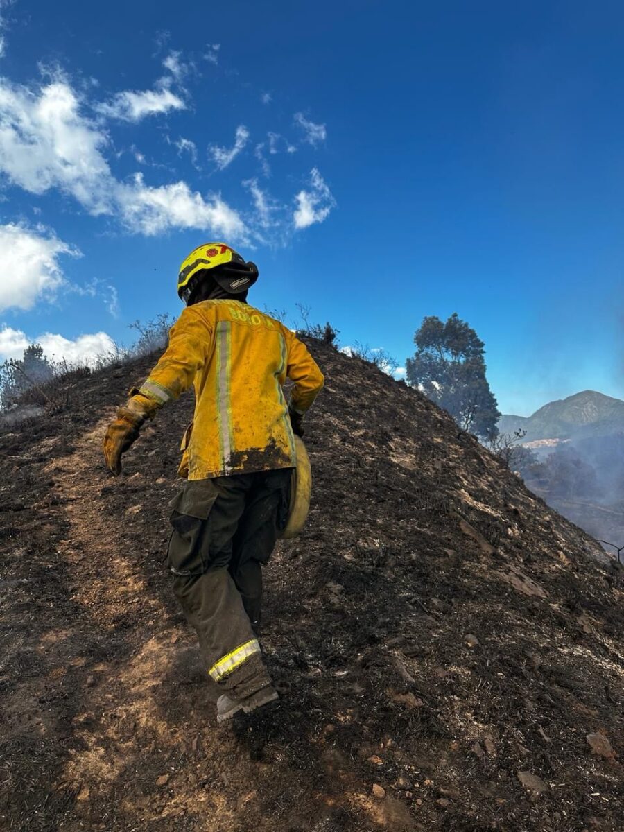 Incendio en Usme: salvaron sus viviendas con baldados de agua, ramas y machete Los habitantes de varios barrios de la localidad de Usme, tuvieron que unirse para extinguir las llamas que amenazaban con llegar a las viviendas que colindan con el Parque Entre Nubes.