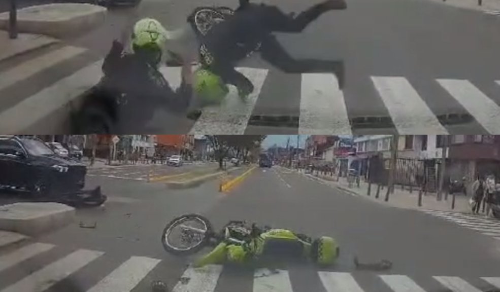 EN VIDEO: Fuerte accidente de policías en el norte de Bogotá 7 EN VIDEO: Fuerte accidente de policías en el norte de Bogotá Dos patrulleros de la Policía sufrieron un fuerte impacto mientras se desplazaban en una motocicleta. Vea el video aquí.