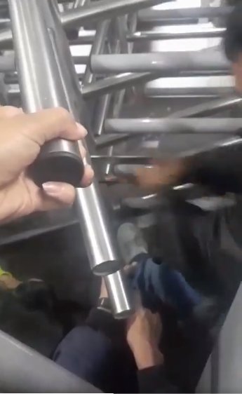 Así rescataron a una perrita que quedó atrapada en los torniquetes anticolados de TransMilenio 1 Así rescataron a una perrita que quedó atrapada en los torniquetes anticolados de TransMilenio Una perrita estuvo atrapada por al menos una hora en una puerta anticolados de una estación de TransMilenio. Según la dueña de la mascota, no recibieron ayuda y su esposo tuvo que cortar un barrote de la puerta. Ante esto, un funcionario del Sistema presuntamente le exigió pagar una multa por "daño a bien ajeno".