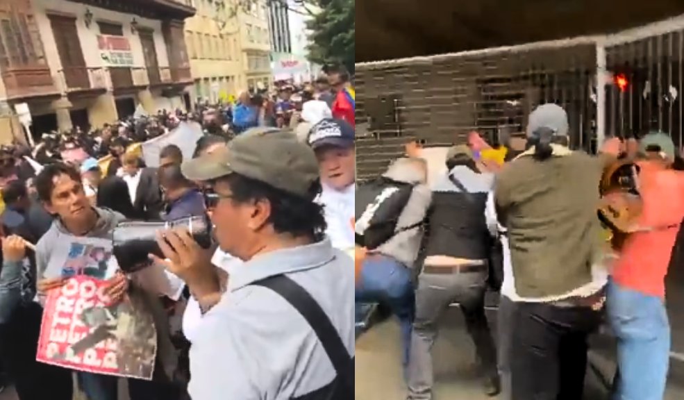 EN VIDEO: Manifestantes intentaron ingresar a la Corte Suprema de Justicia Tras conocerse la noticia de que la Corte Suprema de Justicia no eligió a ninguna de las fiscales que reemplazaría al fiscal Barbosa, manifestantes intentaron ingresar de forma violenta al recinto.