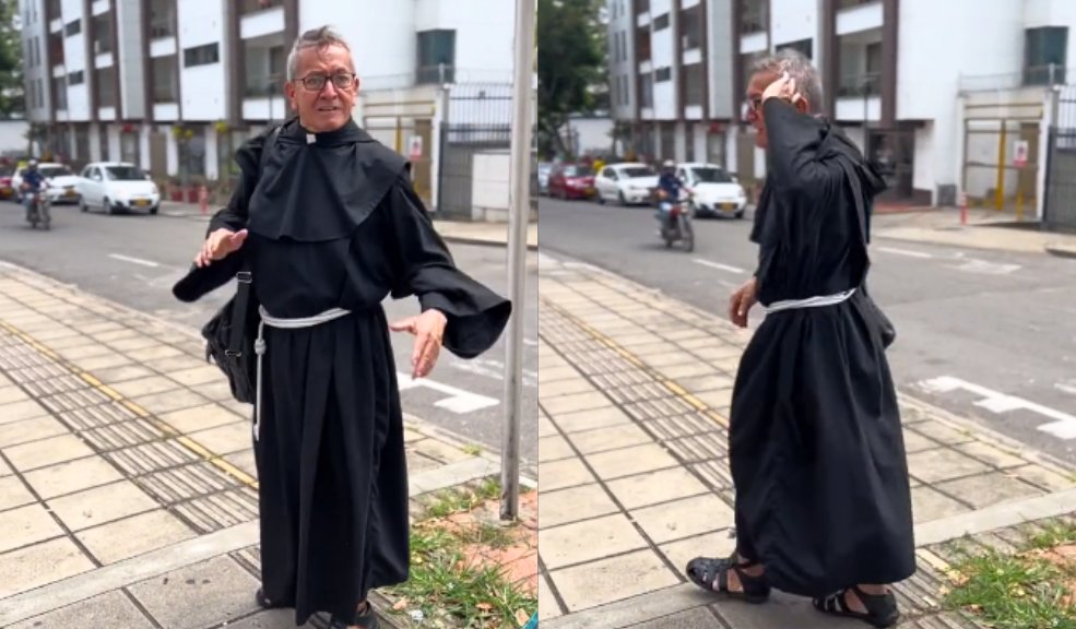 Sacerdote le pegó tremendo regaño a modelo que estaba en ropa interior En medio de una sesión con una modelo en lencería, un sacerdote regañó al fotógrafo mientras caminaba por la calle.