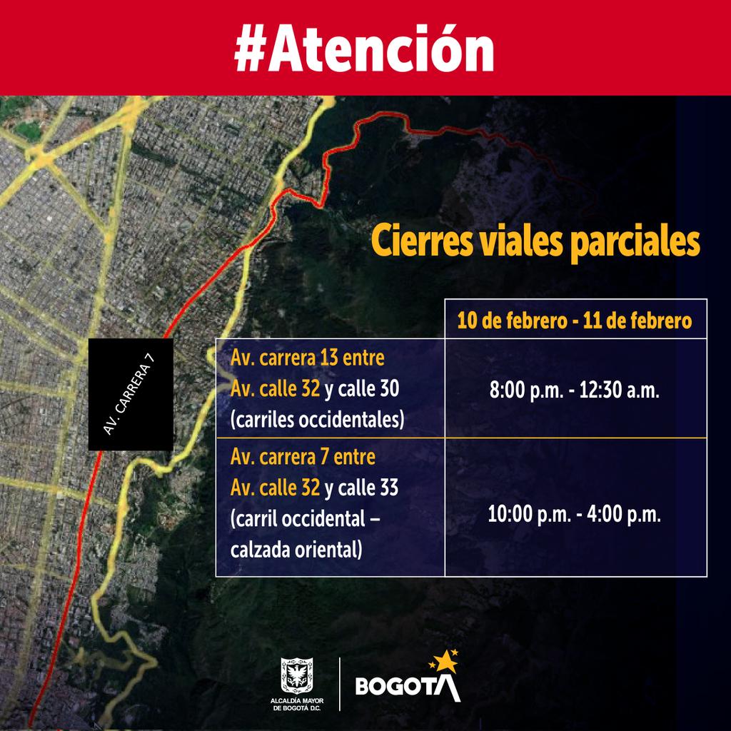 Pille los cierres viales por el Tour Colombia 2024 1 Pille los cierres viales por el Tour Colombia 2024 El Tour Colombia llegará hoy a su final. El cierre de esta competencia será en Bogotá, por tal motivo, el Distrito anunció algunos cierres viales por la realización de este evento deportivo.