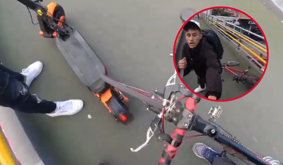 EN VIDEO: Con cuchillo en mano, delincuentes le robaron a un joven su patineta eléctrica Un joven que se transportaba en patineta eléctrica en un puente del barrio La Castellana, fue abordado por dos delincuentes que le robaron su vehículo.