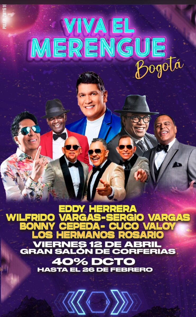 Lo mejor del merengue llega a Bogotá 1 Lo mejor del merengue llega a Bogotá El 12 de abril Bogotá será testigo de un espectáculo único: ¡Viva el Merengue! una oportunidad para disfrutar lo mejor del género.