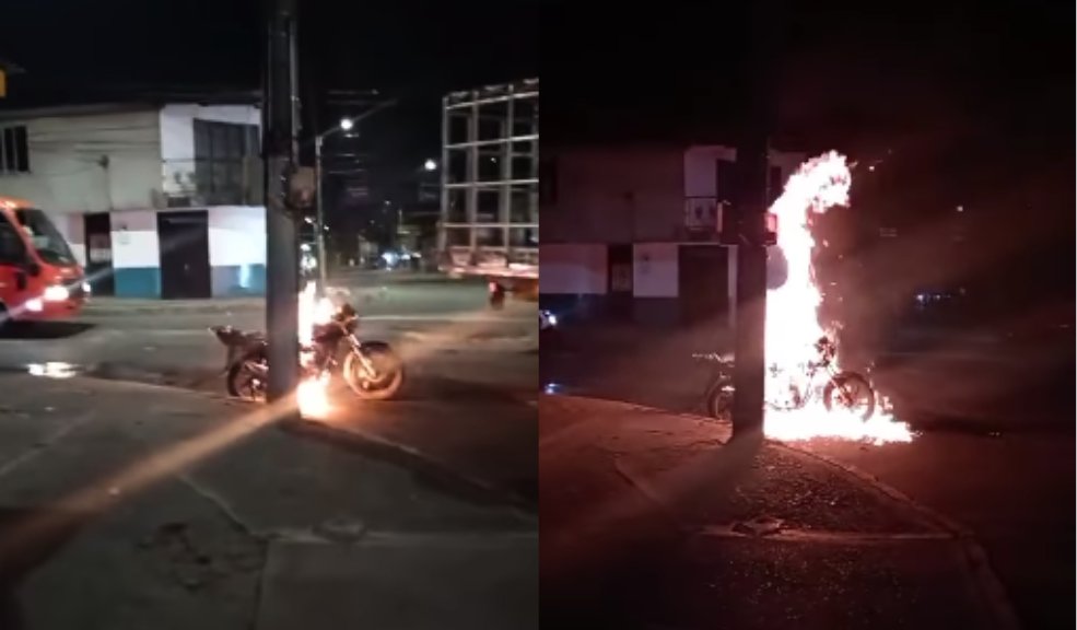 EN VIDEO: Ladrones se accidentaron contra un bus y tras su huida les quemaron la moto 2 EN VIDEO: Ladrones se accidentaron contra un bus y tras su huida les quemaron la moto Según la versión proporcionada por la Policía, los individuos a bordo de la motocicleta habrían perpetrado un hurto y estaban escapando a toda velocidad. Sin embargo, su fuga se vio abruptamente interrumpida al chocar contra un autobús, momento en el que decidieron continuar la huida a pie.