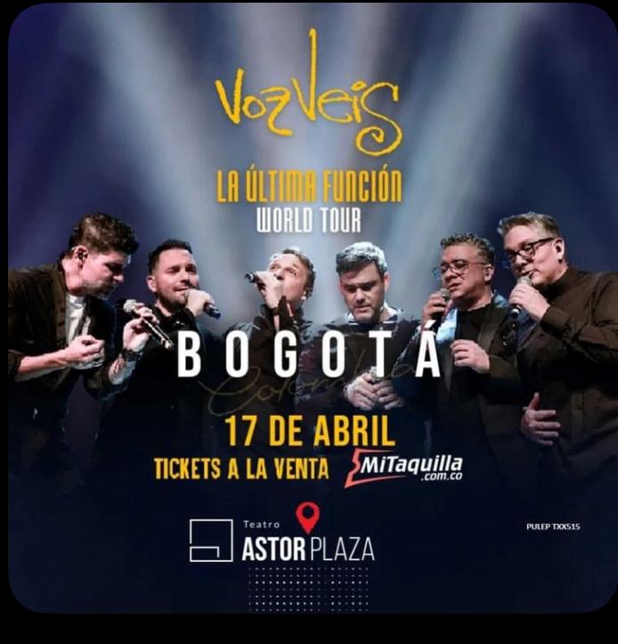 Voz Veis regresa a los escenarios de Colombia con 'La Última Función World Tour' La agrupación musical venezolana, Voz Veis, tres veces ganadora del Grammy Latino y reconocida por sus baladas románticas, está de vuelta en los escenarios después de 12 años de ausencia para ofrecer su esperado concierto 'La Última Función World Tour'.