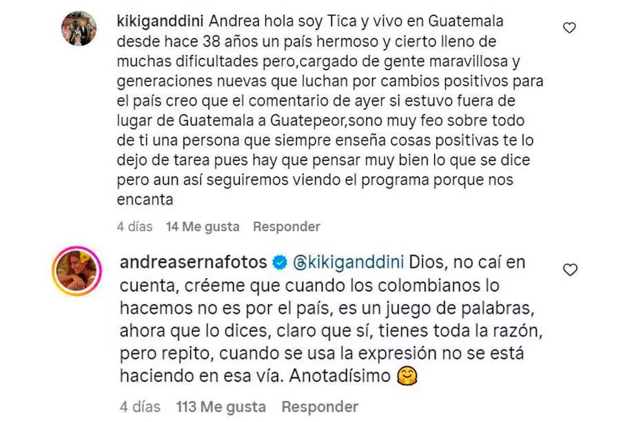 Andrea Serna tuvo que disculparse por comentario que hizo en el ‘Desafío XX’ A Andrea Serna le tocó disculparse con una seguidora que se sintió ofendida con un comentario que ella hizo en uno de los capítulos del ‘Desafío XX’.