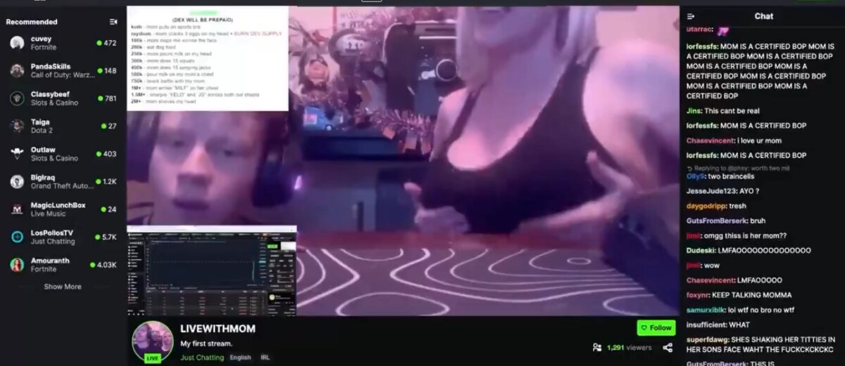 ¡Insólito! Niño se hace "criptomillonario" mostrando los pechos de su madre El joven, que aparentemente tiene 12 años, creó la moneda $LIVEMOM mientras incitaba a sus seguidores a que invirtieran en ella con su madre mostrando sus pechos en directo