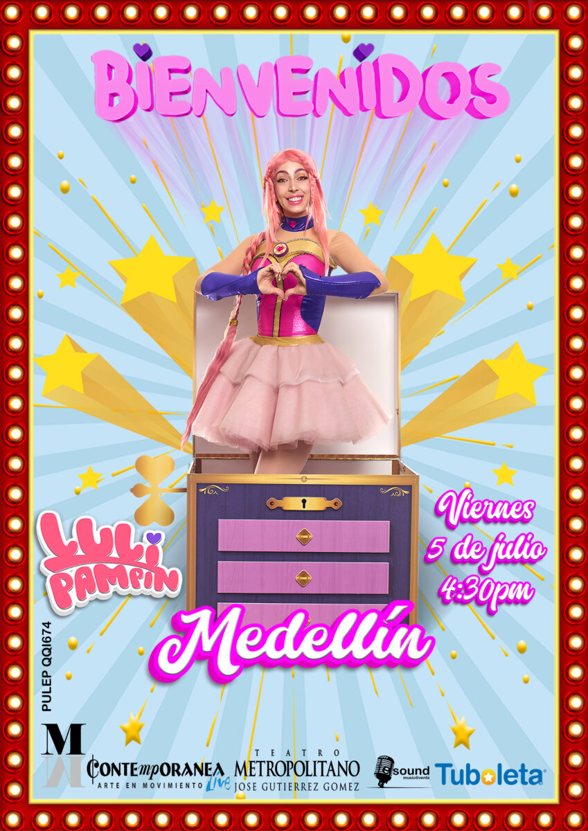 ¡Luli Pampín llega a Colombia para hacer vibrar a los más pequeños! ¡Prepárate para vivir la magia con Luli Pampín! La sensación infantil española, que ha enamorado a millones de niños alrededor del mundo, llega con su espectáculo "Bienvenidos" para ofrecer cuatro shows únicos llenos de color, música y diversión.