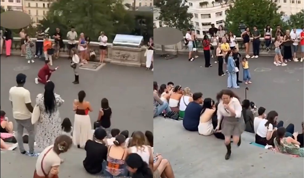 EN VIDEO: Le propuso matrimonio en París y ella salió despavorida Lo que parecía la escena más romántica frente la Basílica del Sacré-Cœur de Montmartre de París (Italia) todo terminó mal.