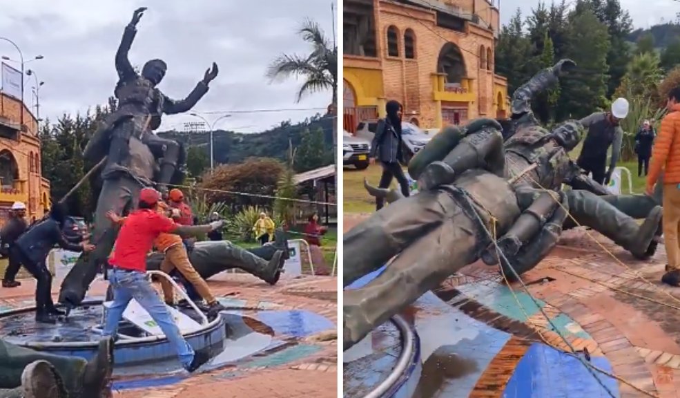 "Los calificativos se quedan cortos": César Rincón tras saber que tumbaron su estatua en Duitama Luego de la polémica que desataron miembros del Pacto Histórico por tumbar la estatua del torero colombiano, se conocieron voces que estaban a favor y en contra. Hoy se conocieron las declaraciones del mismo César Rincón que calificó el acto de "tristes y lamentables".