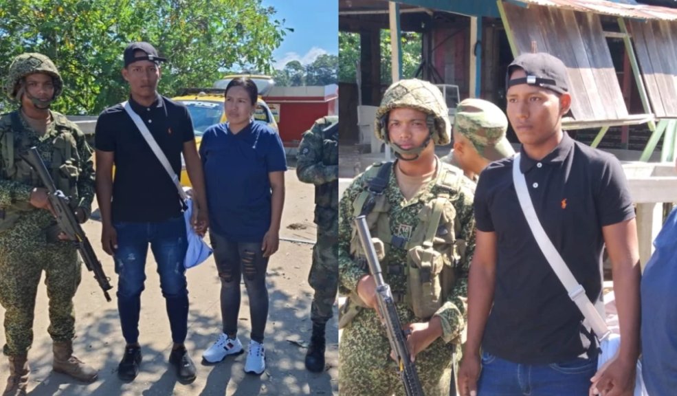 Soldado que fue secuestrado con su familia, ya fue liberado 8 Soldado que fue secuestrado con su familia, ya fue liberado El soldado fue secuestrado el domingo por la disidencias de las Farc mientras estaba de permiso. Las Fuerzas Militares confimaron que él, su esposa y su pequeña hija, se encuentran a salvo.
