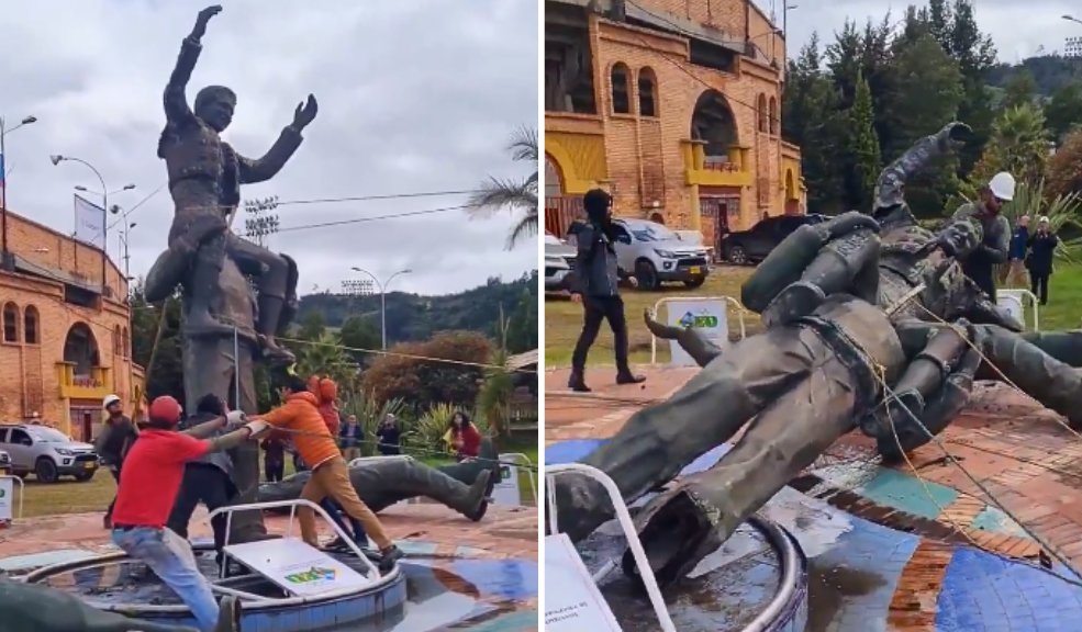 Controversia por la estatua de César Rincón que tumbaron en Duitama En la tarde de ayer la estatua del torero César Rincón fue retirada de la plaza de toros de Duitama (Boyacá). El acto generó gran controversia pues aseguran que fue un acto innecesario.