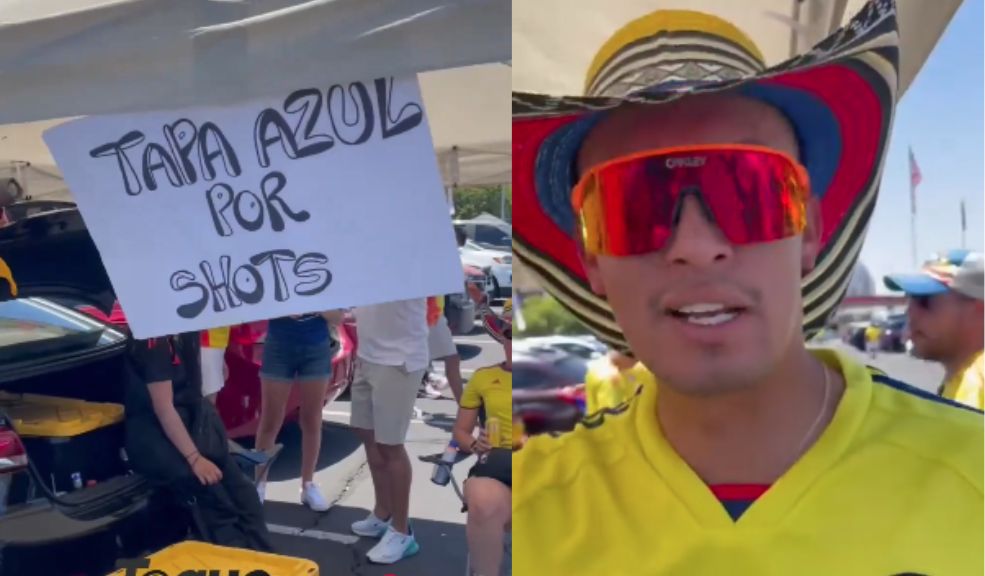 Colombiano se rebusca vendiendo 'guaro' en la Copa América A quienes no pueden comprar la botella, se les vende el shot a 5 dólares.