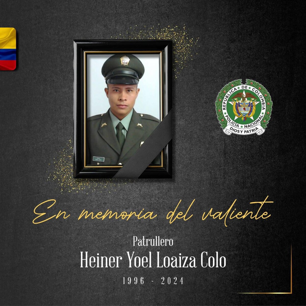 Él era Heiner Loaiza, el policía que murió tras balacera en el Portal del Sur 1 Él era Heiner Loaiza, el policía que murió tras balacera en el Portal del Sur El uniformado Heiner Loaiza falleció en la noche de este sábado luego de un operativo contra 4 delincuentes en el sur de Bogotá.