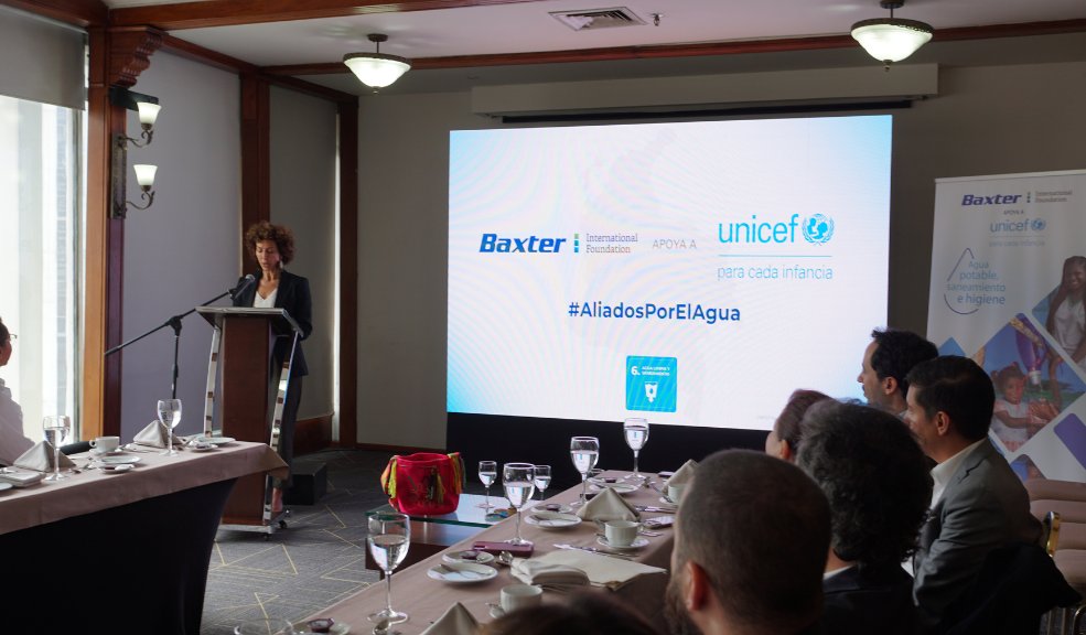 UNICEF y la Fundación Baxter Internacional extienden su alianza a Chocó para mejorar el acceso a agua Más de 12.000 niñas, niños y adolescentes en Chocó y La Guajira se beneficiarán de soluciones de agua, saneamiento e higiene gracias a una inversión adicional de 2.5 millones de dólares por parte de la Fundación Baxter Internacional al Fondo de Naciones Unidas para la Infancia (UNICEF).