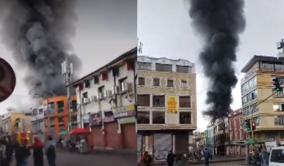 ¡Atención! A esta hora se registra fuerte incendio en el centro de Bogotá La fuerte conflagración se está presentando en un establecimiento comercial del sector de San Victorino, en el centro de Bogotá.