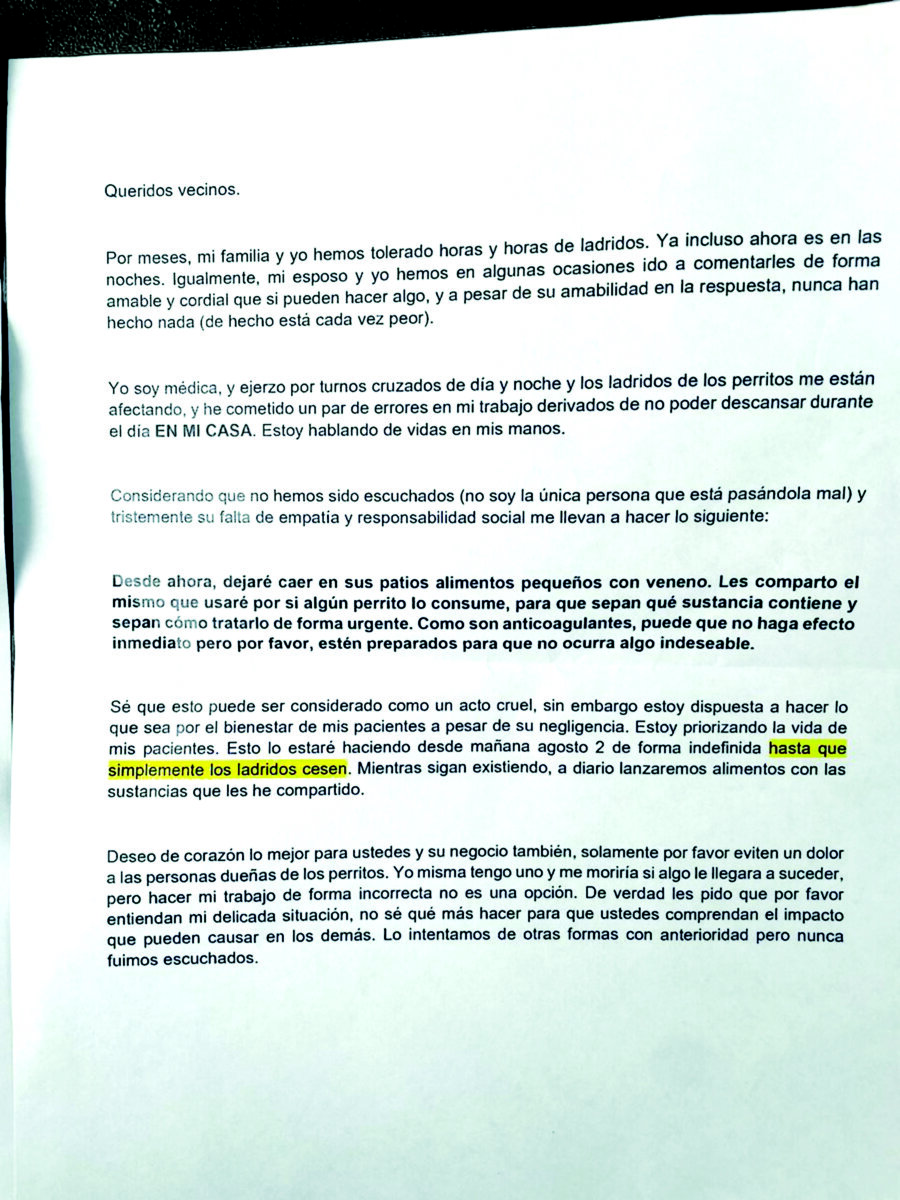 Amenazan veterinaria de Usaquén por ladridos de perritos 1 Amenazan veterinaria de Usaquén por ladridos de perritos Los perritos de la clínica veterinaria QUIRURGI VET, ubicada en la carrera 14A con calle 109, en la localidad de Usaquén, se encuentran en peligro y no es por ninguna enfermedad, sino debido a las amenazas que están recibiendo hace un tiempo por parte de una vecina del sector.